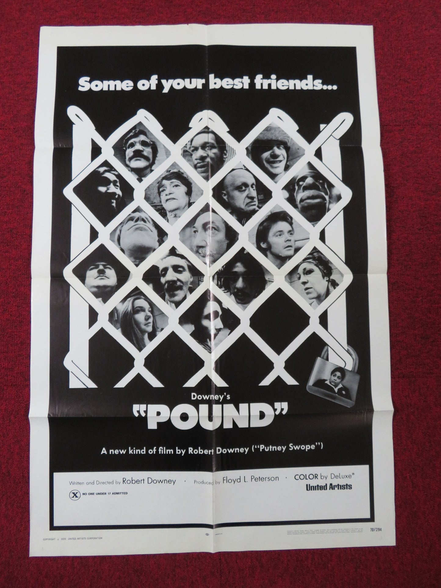 POUND FOLDED US ONE SHEET POSTER ROBERT DOWNEY SR. 1970