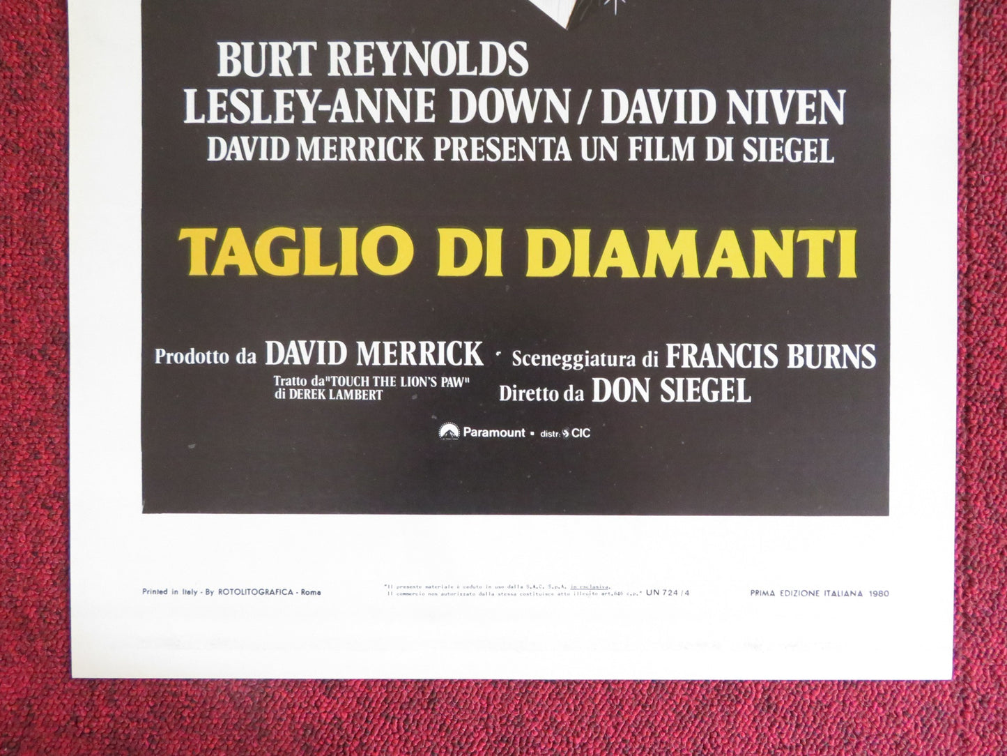 ROUGH CUT ITALIAN LOCANDINA POSTER BURT REYNOLDS DAVID NIVEN 1980