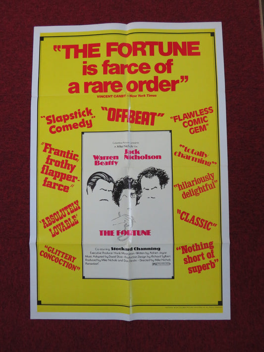 THE FORTUNE FOLDED US ONE SHEET POSTER JACK NICHOLSON WARREN BEATTY 1975