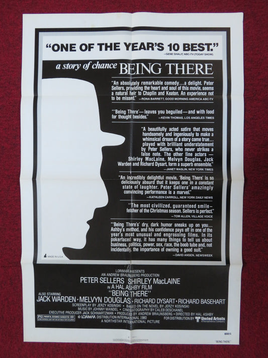 BEING THERE FOLDED US ONE SHEET POSTER PETER SELLERS SHIRLEY MACLAINE 1980