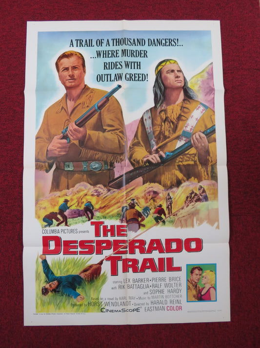 THE DESPERADO TRAIL FOLDED US ONE SHEET POSTER LEX BARKER PIERRE BRICE  1966