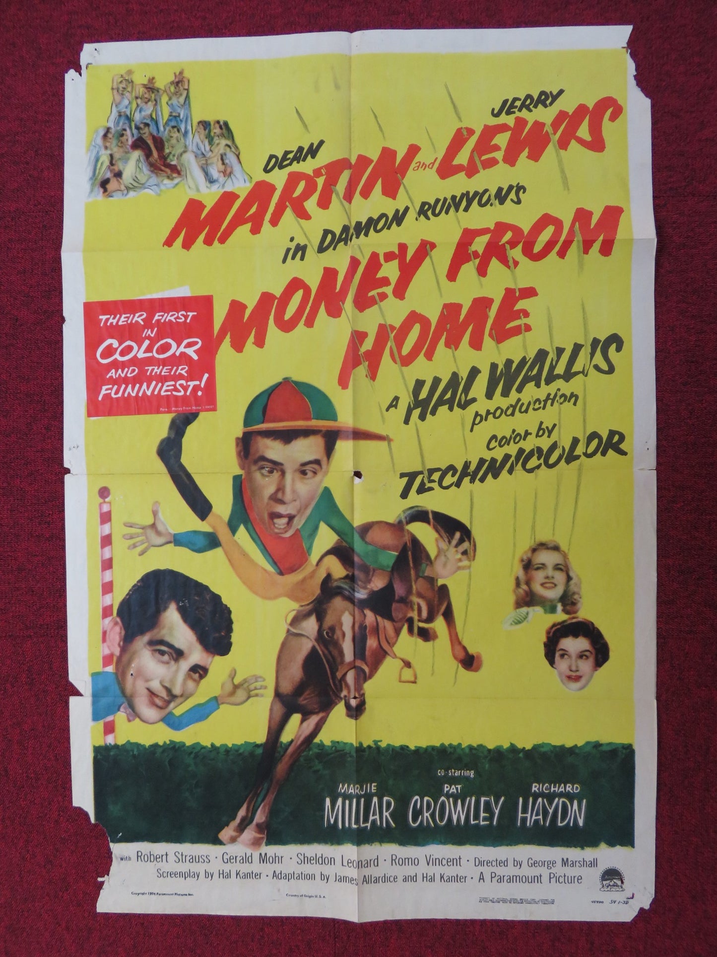 MONEY FROM HOME FOLDED US ONE SHEET POSTER DEAN MARTIN JERRY LEWIS 1954