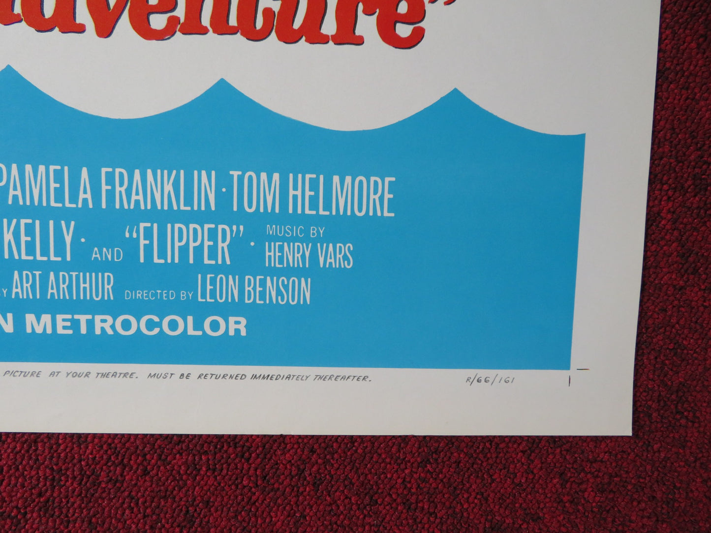 FLIPPER / FLIPPER'S NEW ADVENTURE FOLDED US ONE SHEET POSTER CHUCK CONNORS 1966