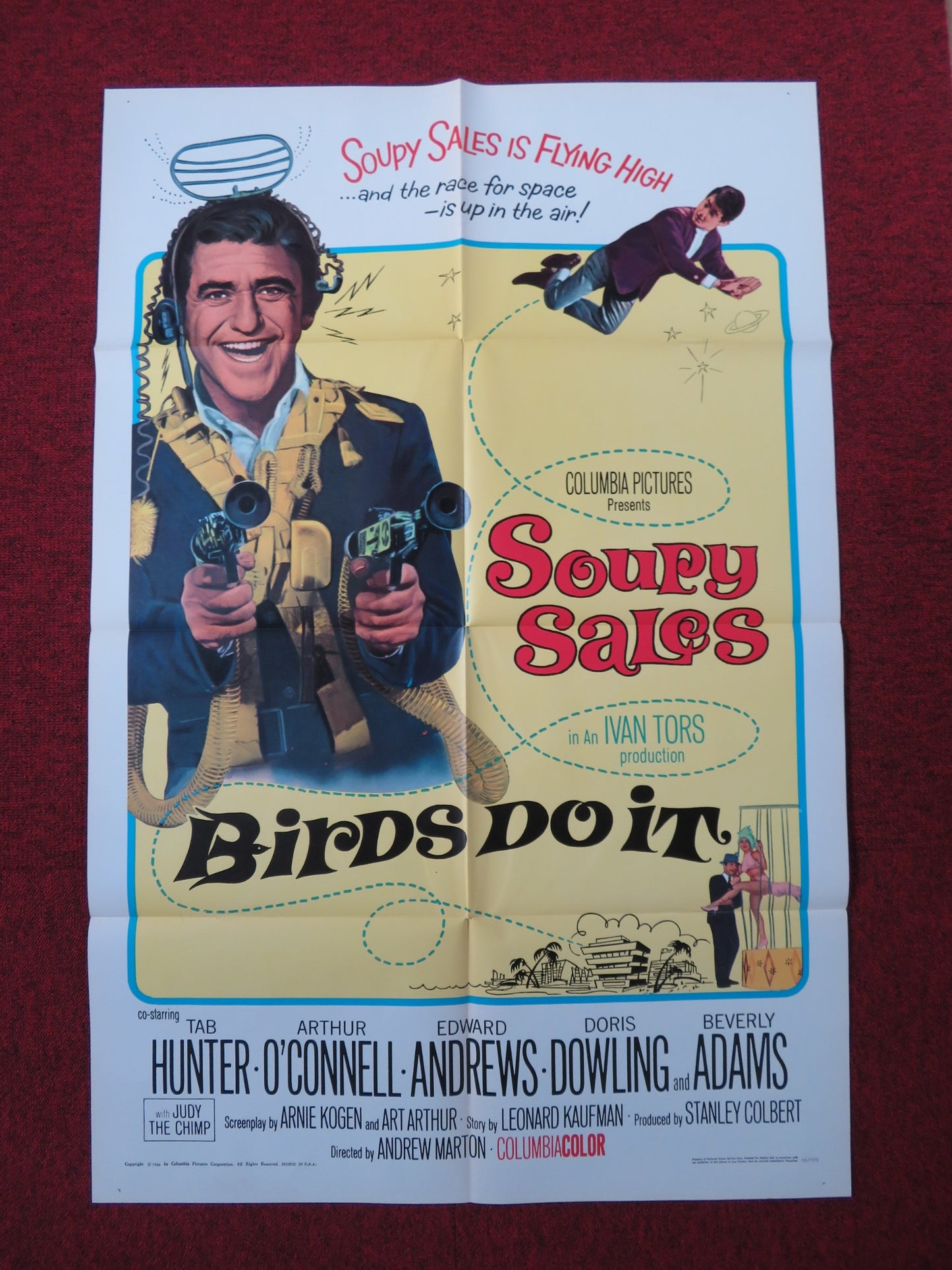 BIRDS DO IT FOLDED US ONE SHEET POSTER SOUPY SALES TAB HUNTER 1966