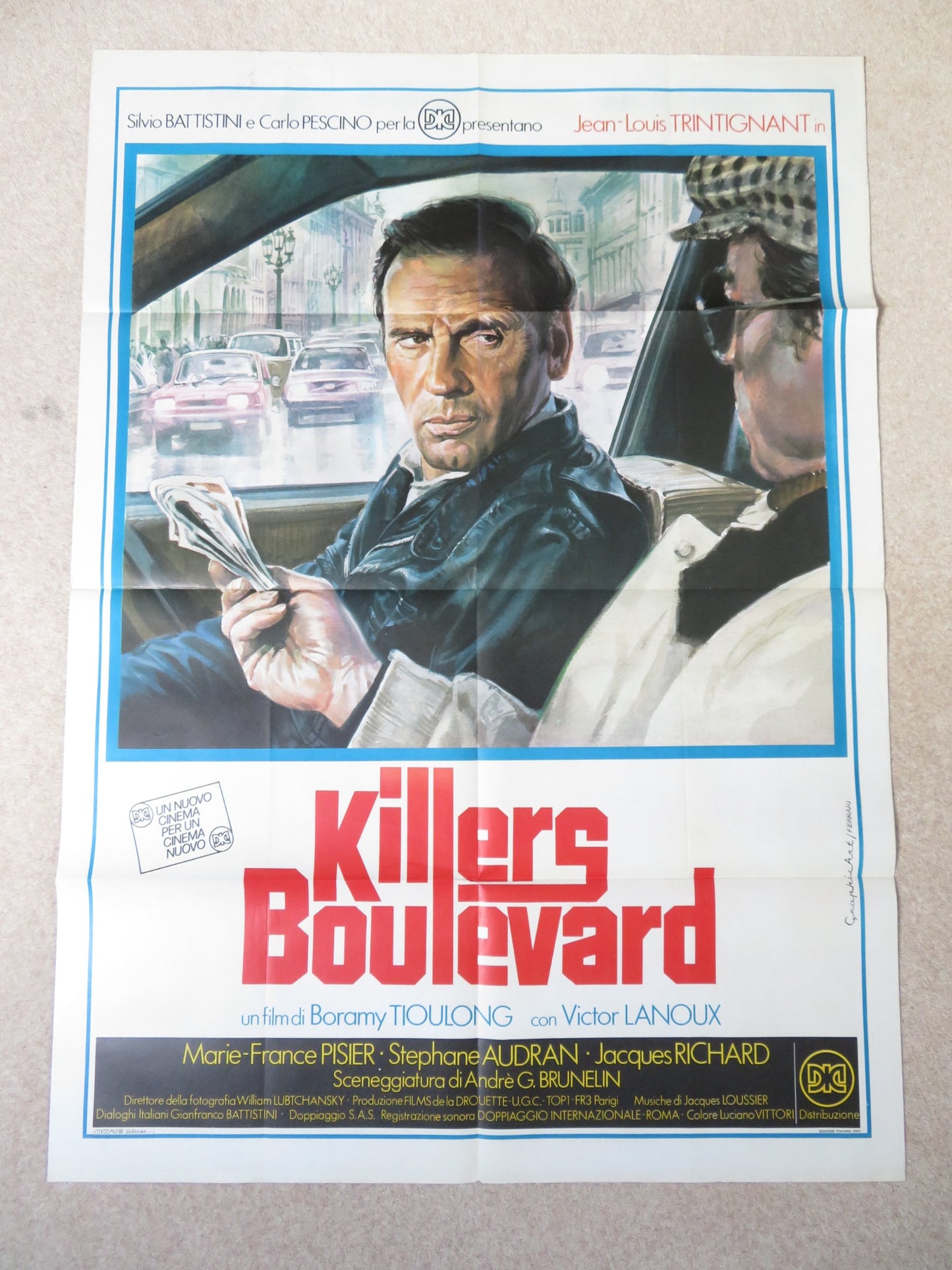 KILLERS BOULEVARD ITALIAN 2 FOGLIO POSTER VICTOR LANOUX J. L. TRINTIGNANT 1982