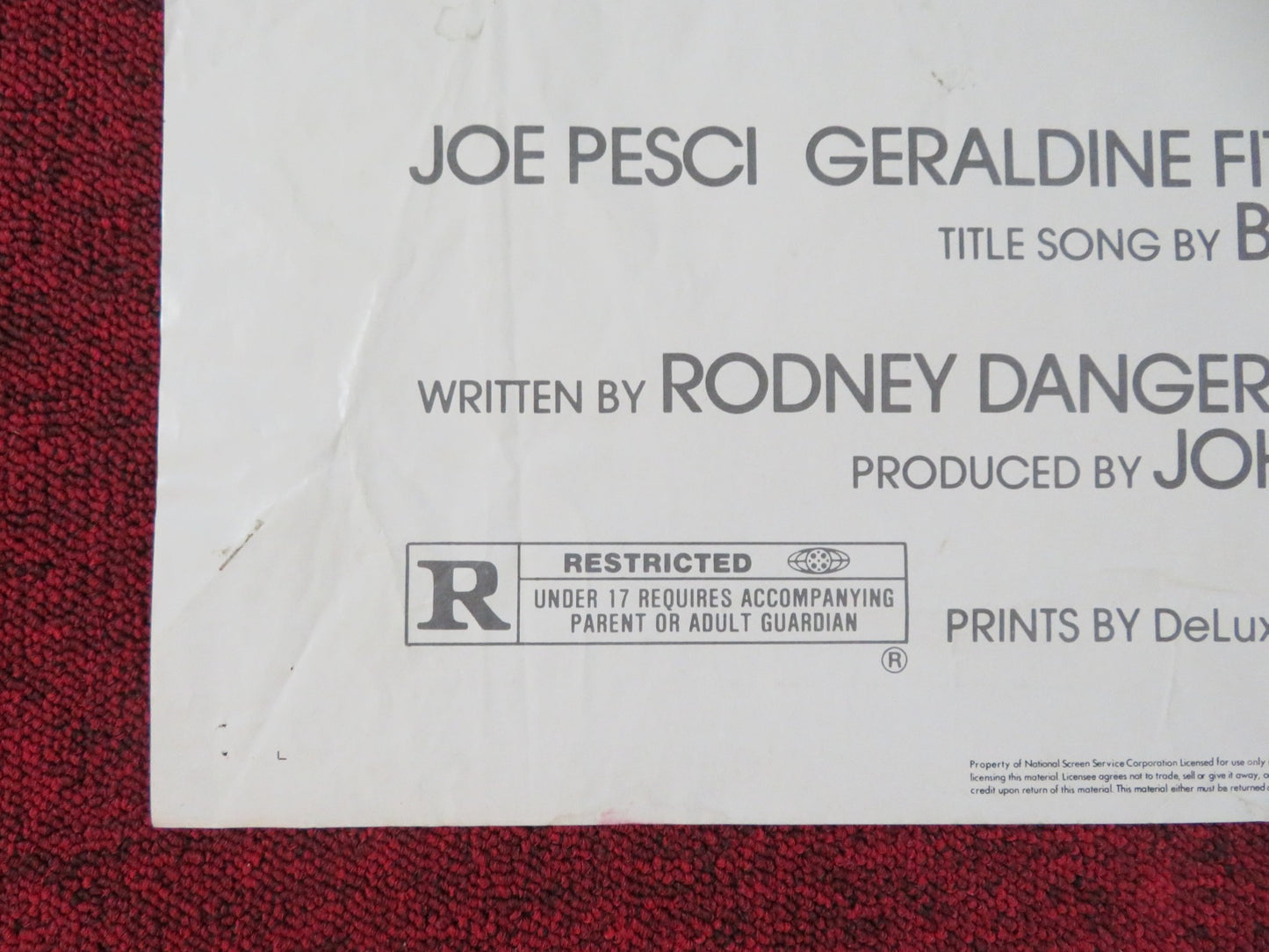 EASY MONEY FOLDED US ONE SHEET POSTER JOE PESCI GERALDINE FITZGERALD 1983