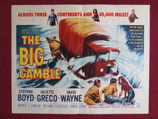 THE BIG GAMBLE US HALF SHEET (22"x 28") POSTER STEPHEN BOYD JULIETTE GRECO 1961