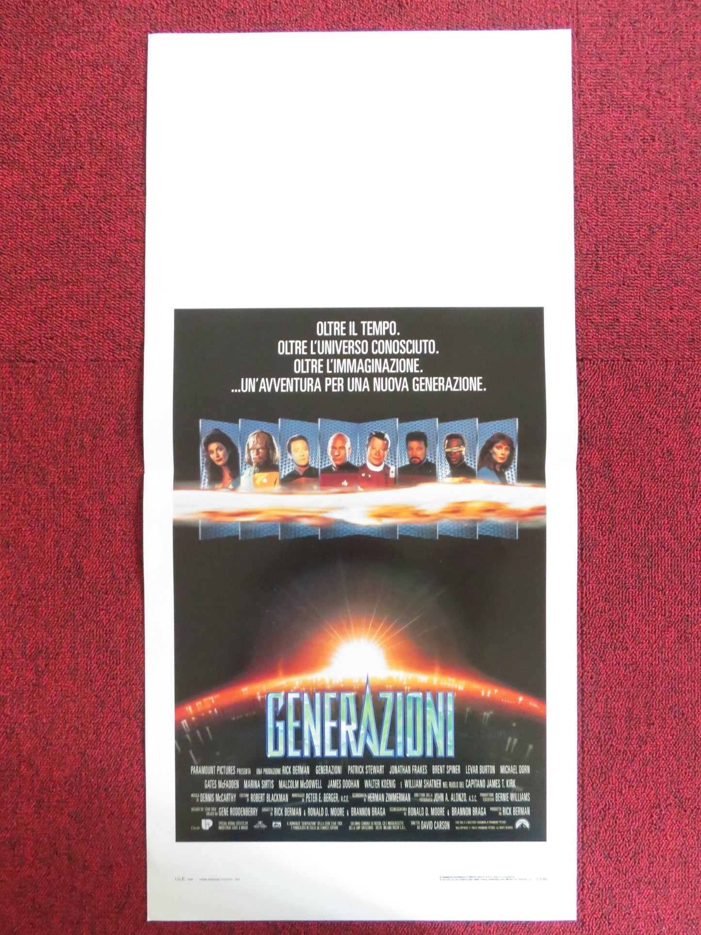 STAR TREK: GENERATIONS ITALIAN LOCANDINA POSTER PATRICK STEWART W. SHATNER 1995