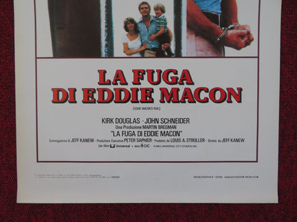 EDDIE MACON'S RUN ITALIAN LOCANDINA POSTER KIRK DOUGLAS JOHN SCHNEIDER 1983