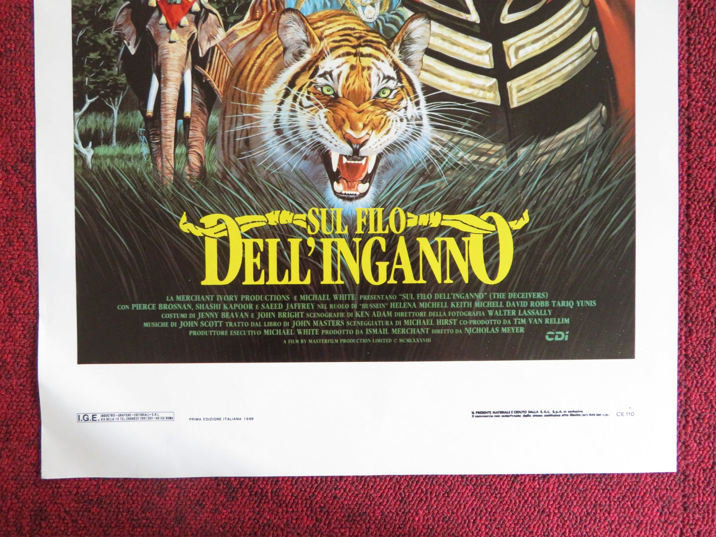 THE DECEIVERS ITALIAN LOCANDINA POSTER PIERCE BROSNAN SHASHI KAPOOR 1988