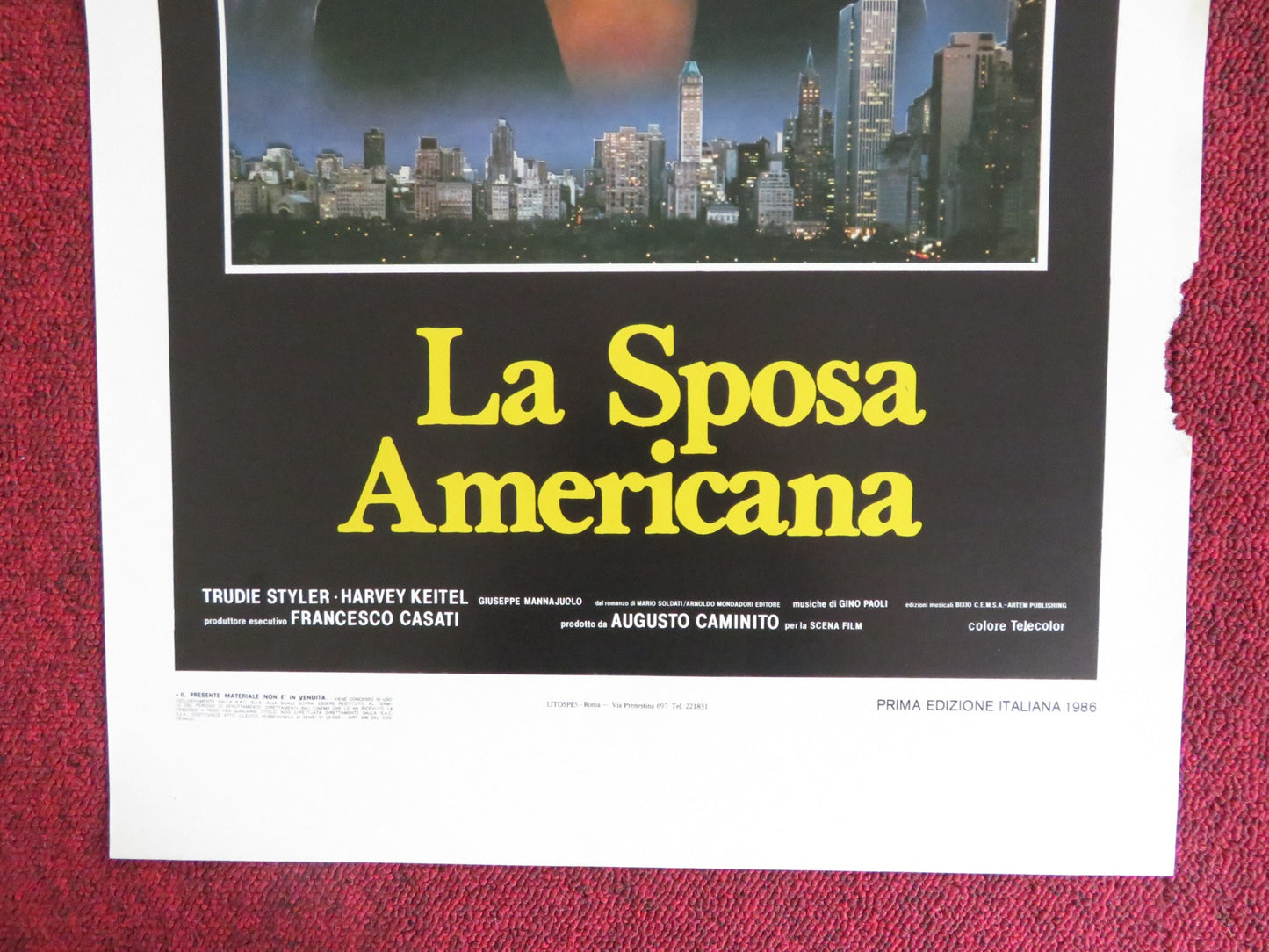 THE AMERICAN BRIDE ITALIAN LOCANDINA POSTER STEFANIA SANDRELLI T. BERGGREN 1986