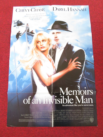 MEMOIRS OF AN INVISIBLE MAN FOLDED US ONE SHEET POSTER C. CHASE D. HANNAH 1992