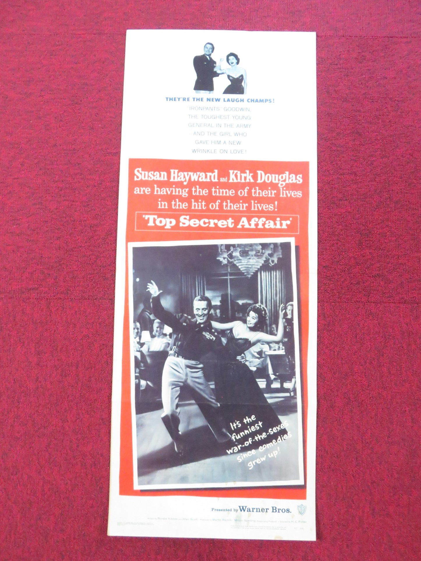 TOP SECRET AFFAIR US INSERT (14"x 36") POSTER KIRK DOUGLAS SUSAN HAYWARD 1957