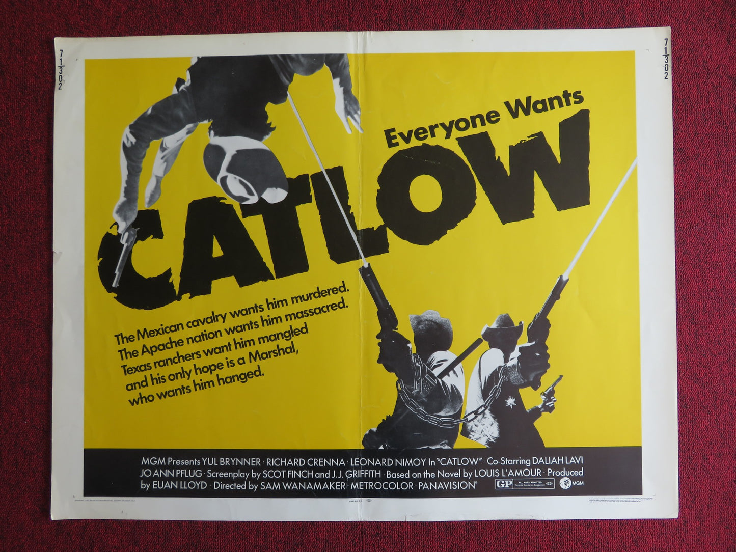 CATLOW US HALF SHEET (22"x 28") POSTER YUL BRYNNER RICHARD CRENNA 1971