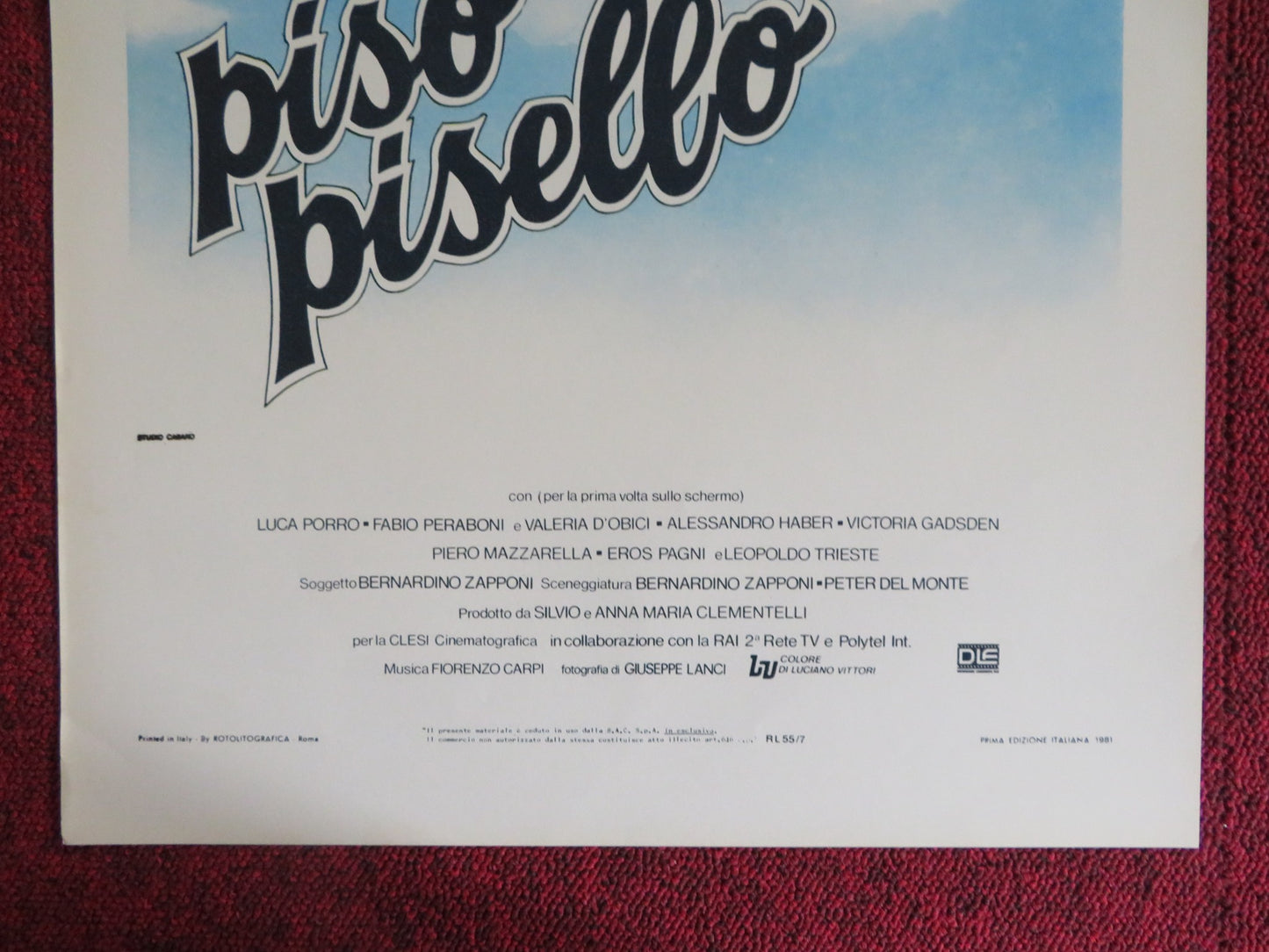 PISO PISELLO ITALIAN LOCANDINA POSTER LUCA PORRO FABIO PERABONI 1981