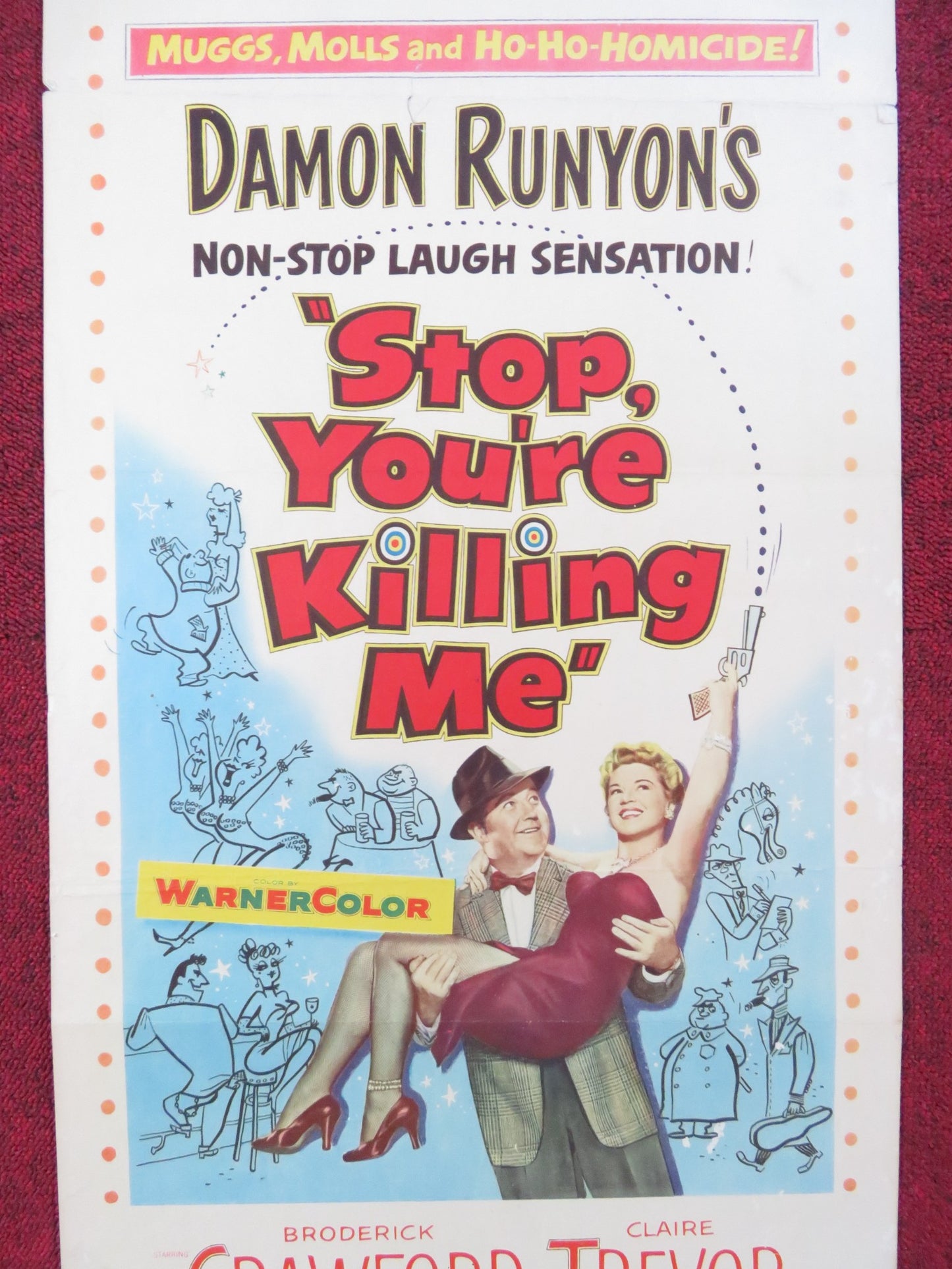 STOP YOU'RE KILLING ME US INSERT (14"x 36") POSTER BRODERICK CRAWFORD 1953