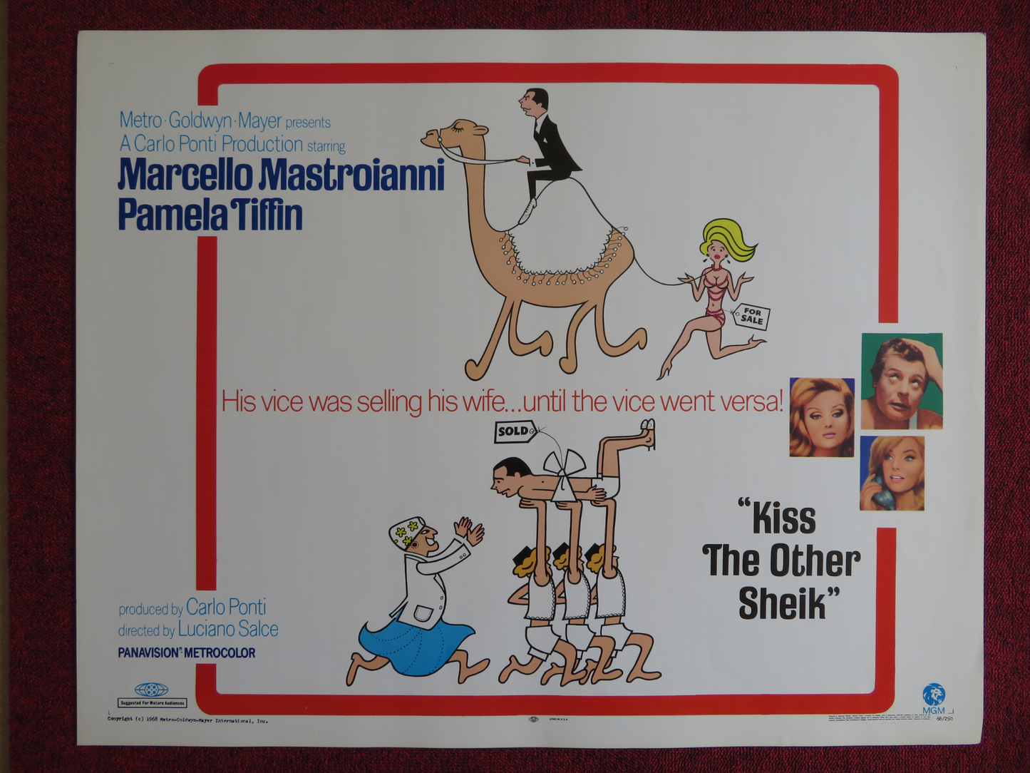 KISS THE OTHER SHEIK US HALF SHEET (22"x 28") POSTER MARCELLO MASTROIANNI 1968