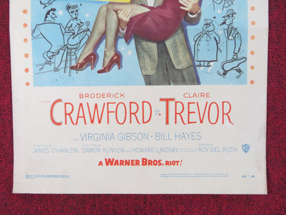 STOP YOU'RE KILLING ME US INSERT (14"x 36") POSTER BRODERICK CRAWFORD 1953