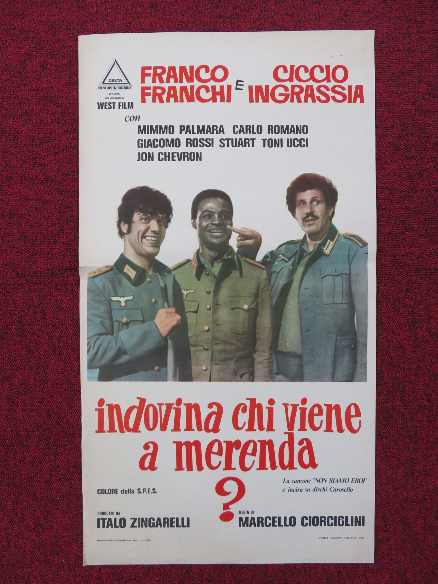 INDOVINA CHI VIENE A MERENDA? ITALIAN LOCANDINA POSTER FRANCO FRANCHI 1959