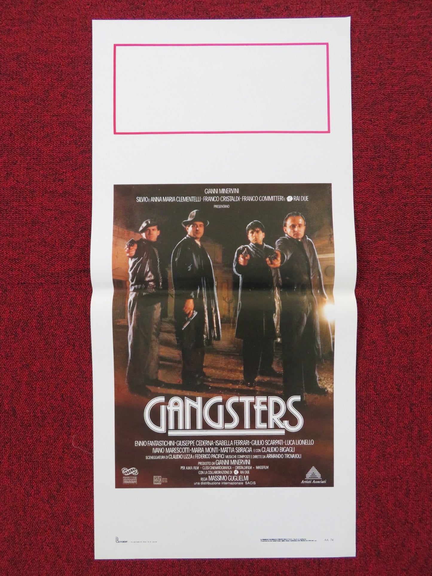 GANGSTERS - A ITALIAN LOCANDINA POSTER ENNIO FANTASTICHINI 1992