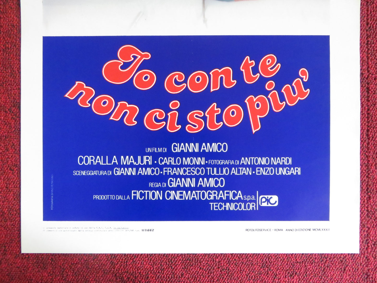 LO CON TE NON CI STO PIU' ITALIAN LOCANDINA POSTER MONICA GUERRITORE 1983