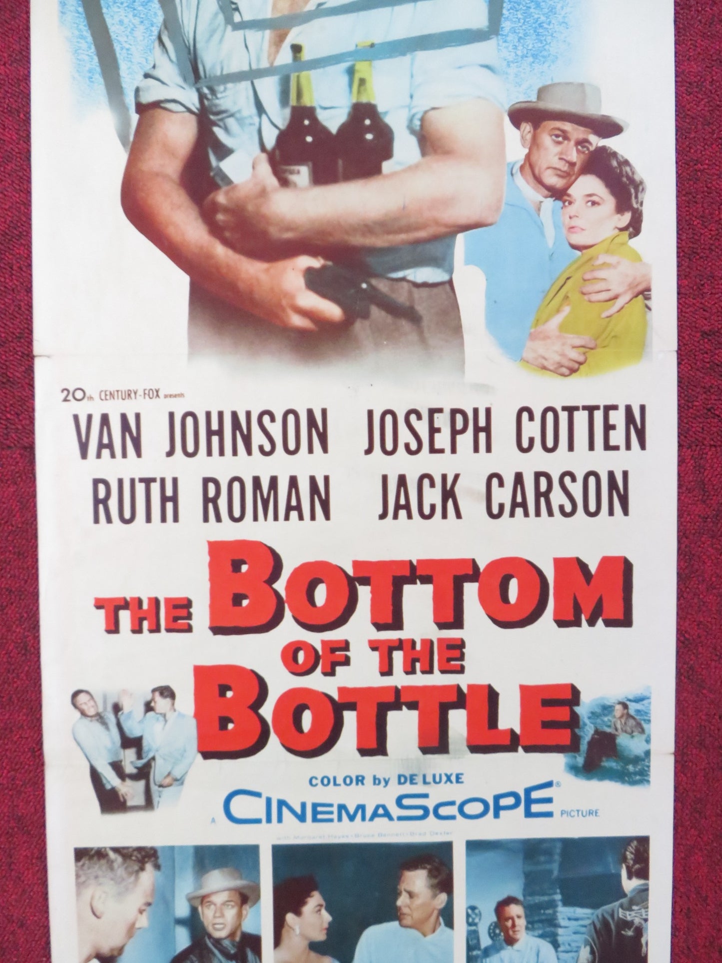 THE BOTTOM OF THE BOTTLE US INSERT (14"x 36") POSTER VAN JOHNSON COTTEN 1956