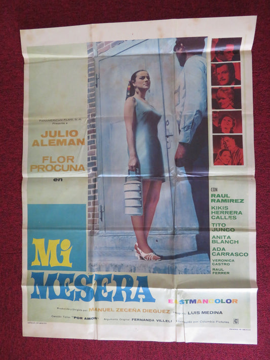 MI MESERA FOLDED MEXICAN POSTER JULIO ALEMAN FLOR PROCUNA 1973