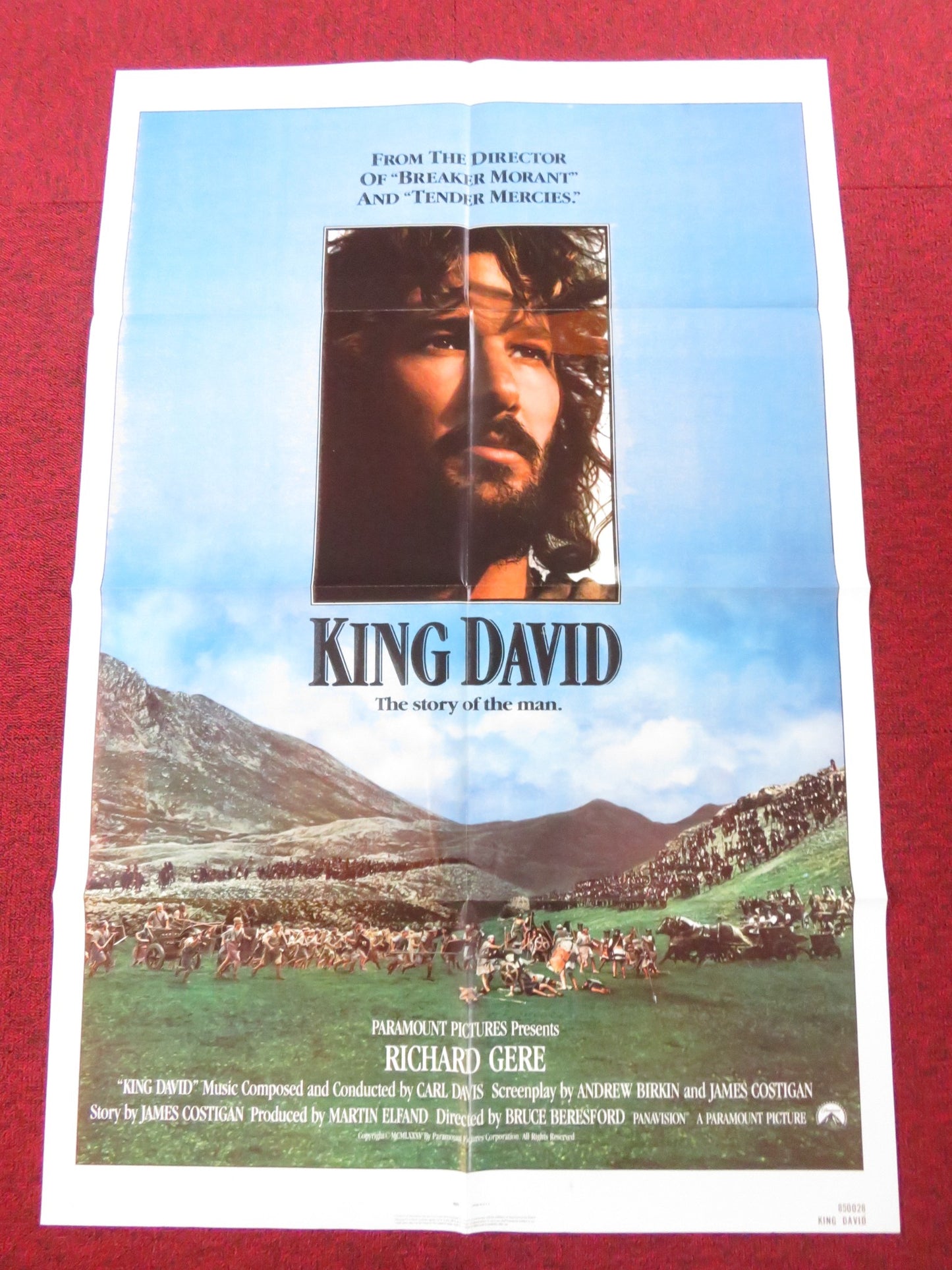 KING DAVID FOLDED US ONE SHEET POSTER RICHARD GERE EDWARD WOODWARD 1985