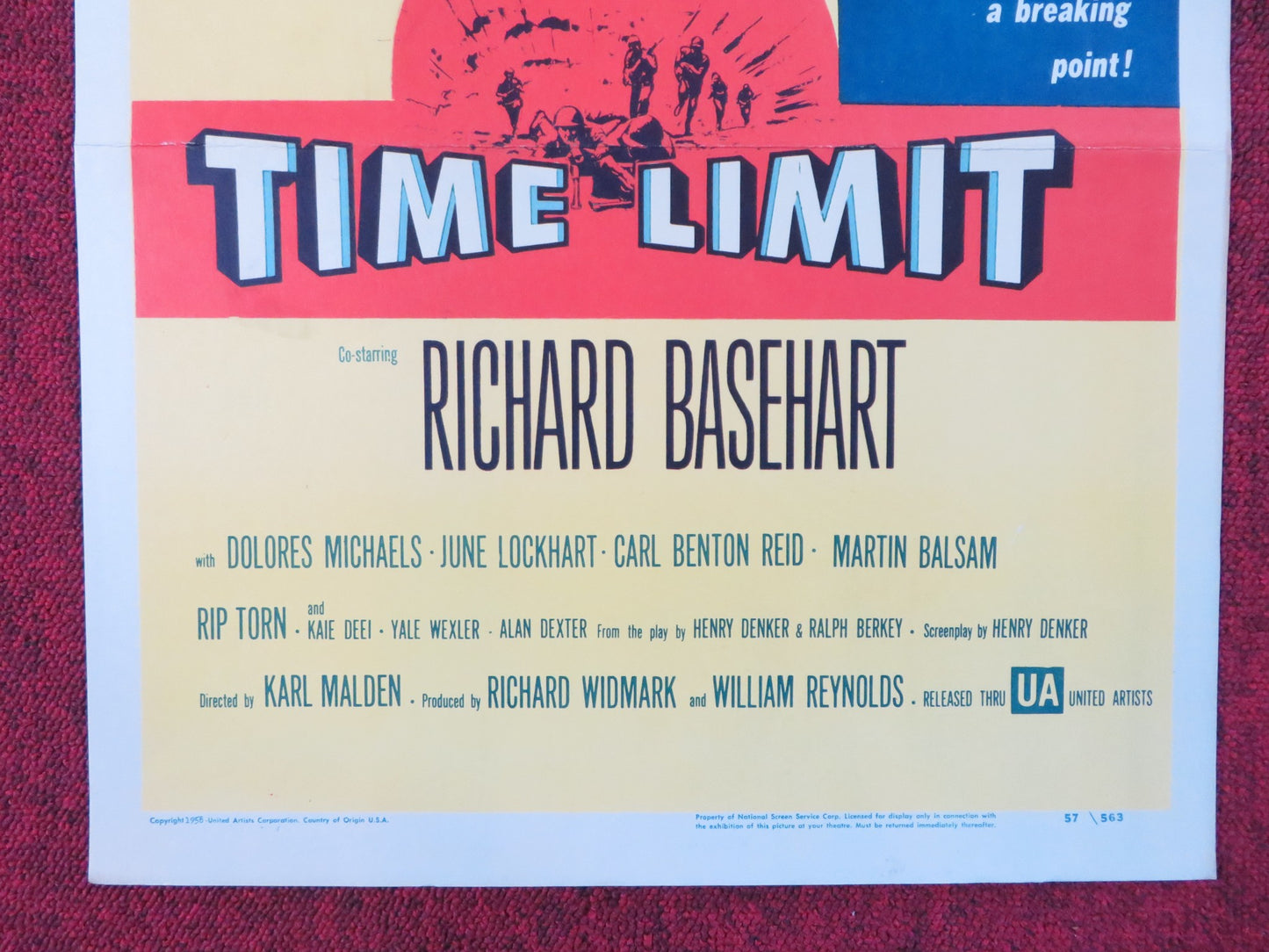 TIME LIMIT US INSERT (14"x 36") POSTER RICHARD WIDMARK RICHARD BASEHART 1957