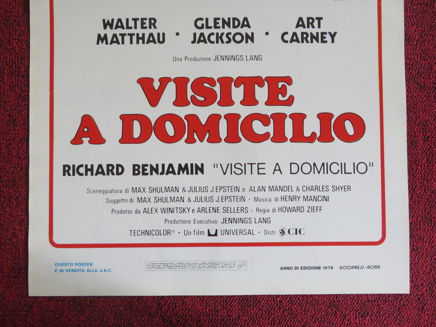 HOUSE CALLS ITALIAN LOCANDINA POSTER WALTER MATTHAU GLENDA JACKSON 1978