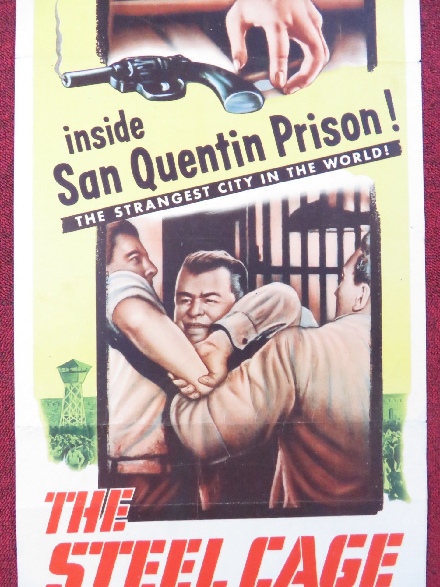 THE STEEL CAGE US INSERT (14"x 36") POSTER PAUL KELLY MAUREEN O'SULLIVAN 1954