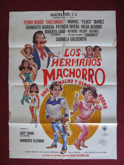 LOS HERMANOS MACHORRO FOLDED MEXICAN POSTER HILDA AGUIRRE ROBERTO COBO 1988