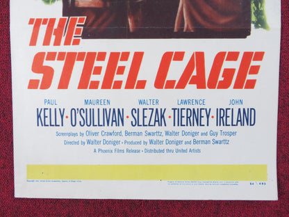 THE STEEL CAGE US INSERT (14"x 36") POSTER PAUL KELLY MAUREEN O'SULLIVAN 1954