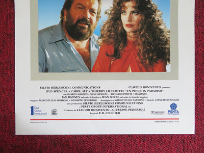 UN PIEDE IN PARADISO ITALIAN LOCANDINA POSTER BUD SPENCER CAROL ALT 1991