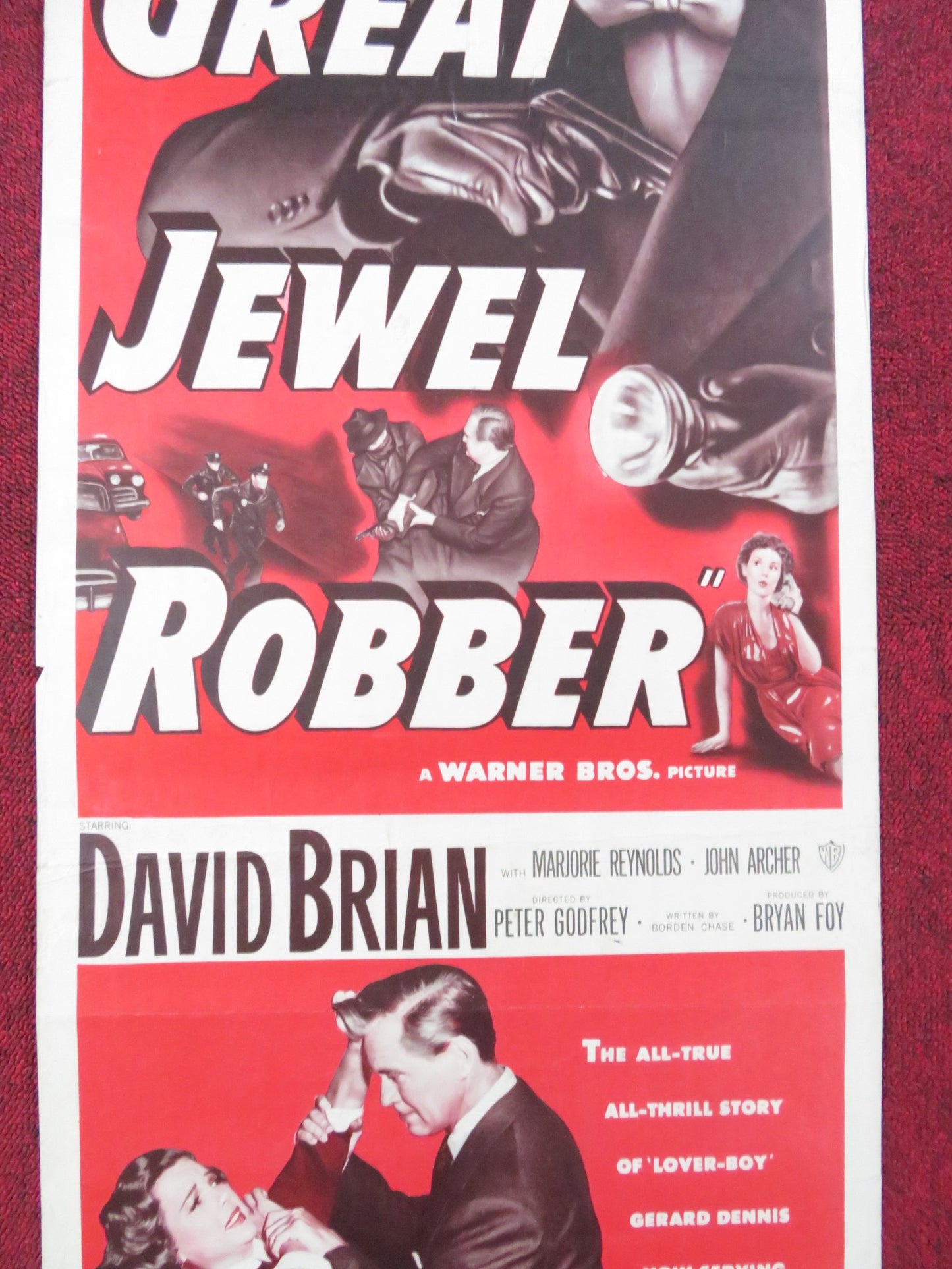 THE GREAT JEWEL ROBBER US INSERT (14"x 36") POSTER DAVID BRIAN MARJORIE 1950