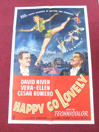 HAPPY GO LOVELY FOLDED US ONE SHEET POSTER DAVID NIVEN VERA-ELLEN 1951