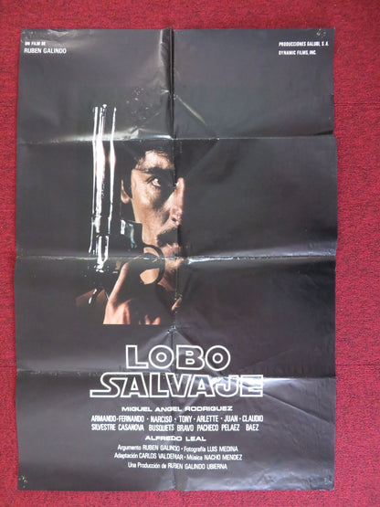 LOBO SALVAJE FOLDED MEXICAN POSTER MIGUEL ANGEL RODRIGUEZ 1985