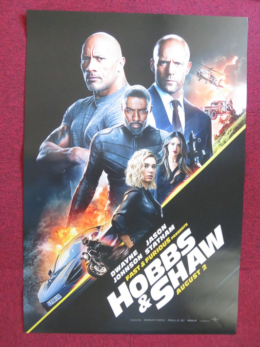 HOBBS AND SHAW US ONE SHEET ROLLED POSTER DWAYNE JOHNSON JASON STATHAM 2019