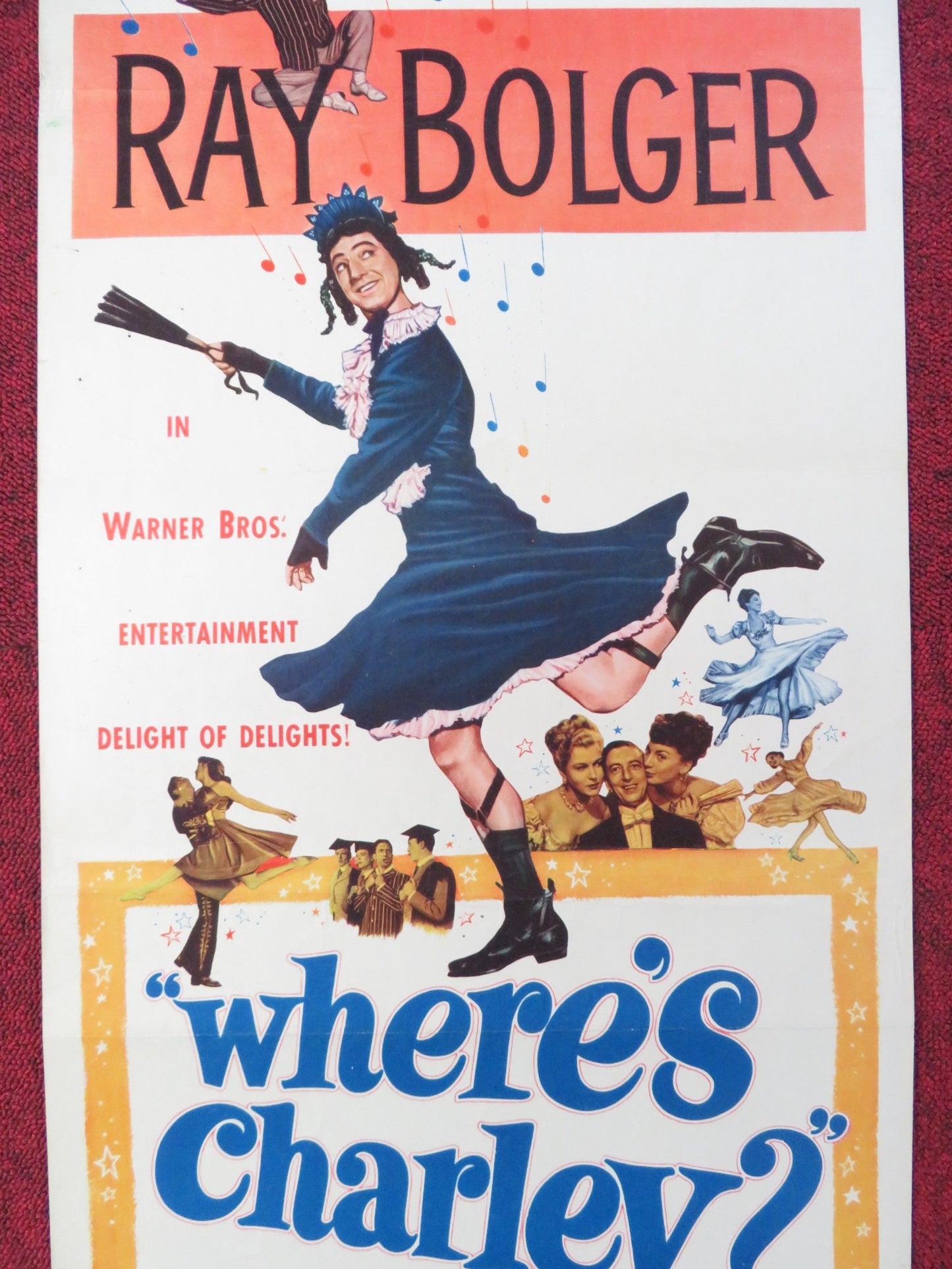 WHERE'S CHARLEY? US INSERT (14"x 36") POSTER RAY BOLGER ALLYN MCLERIE 1952