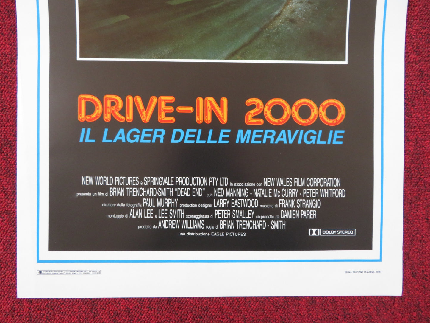 DEAD END DRIVE-IN ITALIAN LOCANDINA POSTER NED MANNING NATALIE MCCURRY 1987