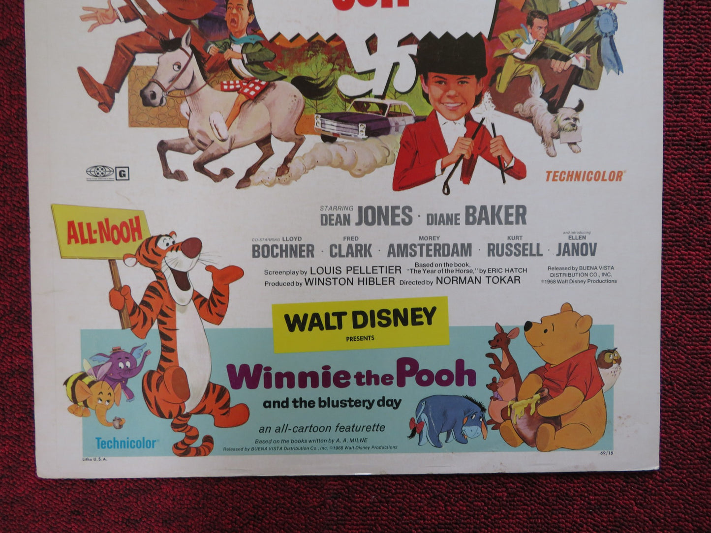 THE HORSE IN THE GRAY FLANNEL SUIT WINDOW CARD (14"x 22") POSTER DISNEY 1968