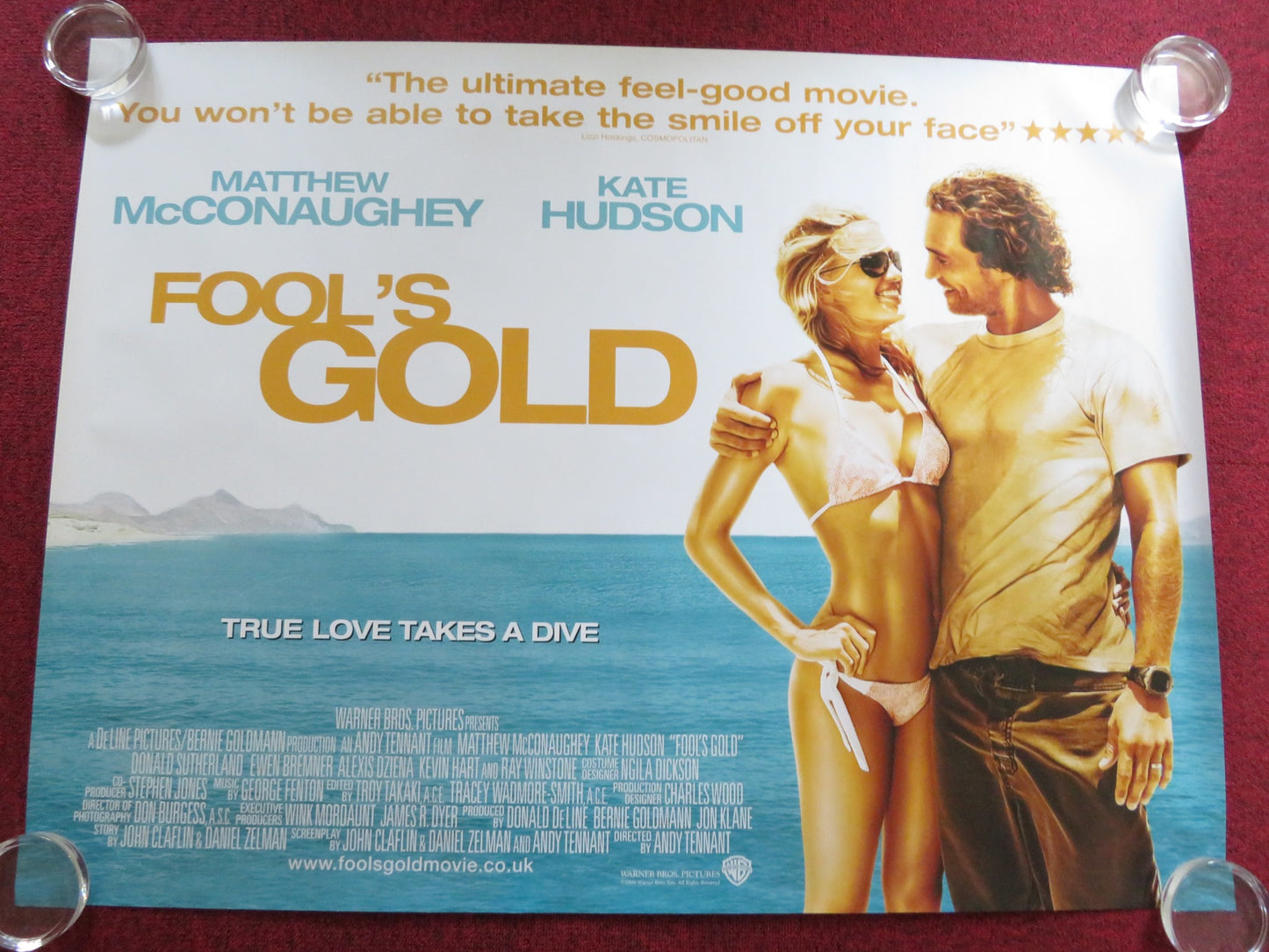 FOOL'S GOLD UK QUAD (30"x 40") ROLLED POSTER MATTHEW MCCONAUGHEY K. HUDSON 2008