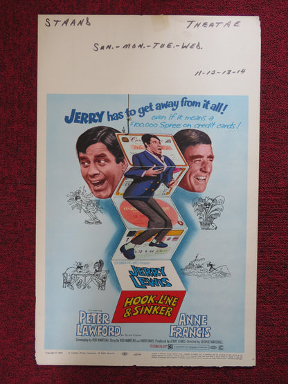 HOOK, LINE AND SINKER SUIT WINDOW CARD (14"x 22") POSTER JERRY LEWIS 1969