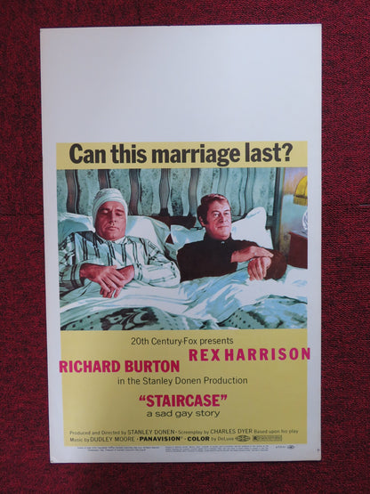 STAIRCASE WINDOW CARD (14"x 22") POSTER REX HARRISON RICHARD BURTON 1969