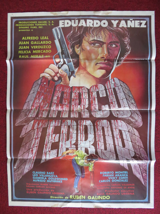 NARCO TERROR FOLDED MEXICAN POSTER EDUARDO YANEZ FELICIA MERCADO 1985