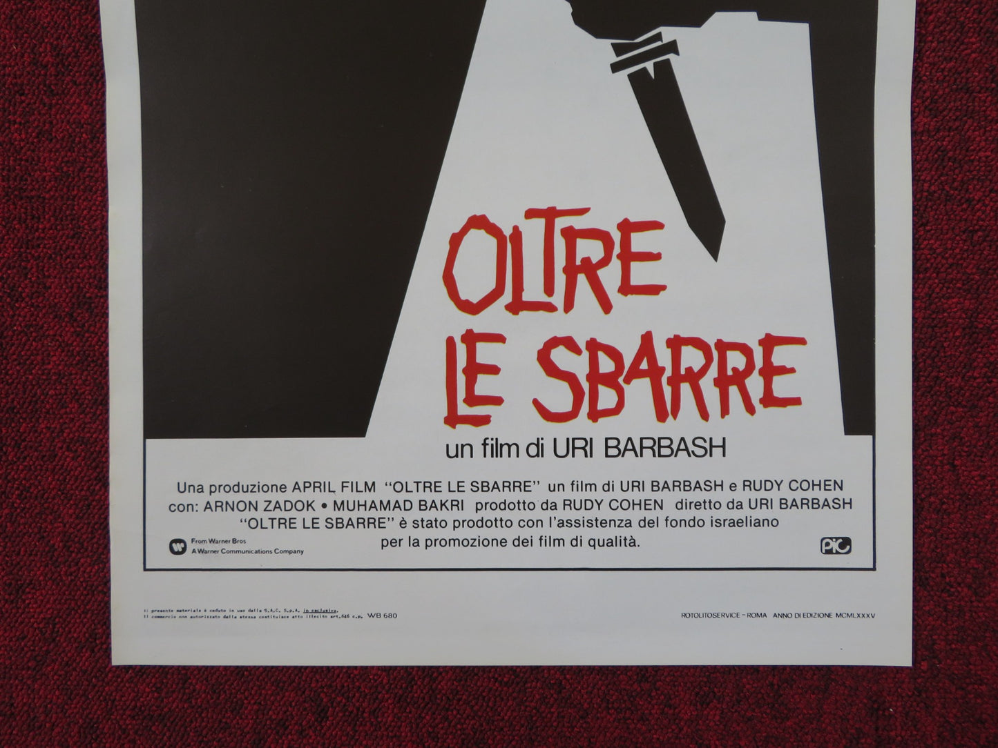 OLTRE LE SBARRE ITALIAN LOCANDINA POSTER ARNON ZADOK MUHAMAD BAKRI 1985