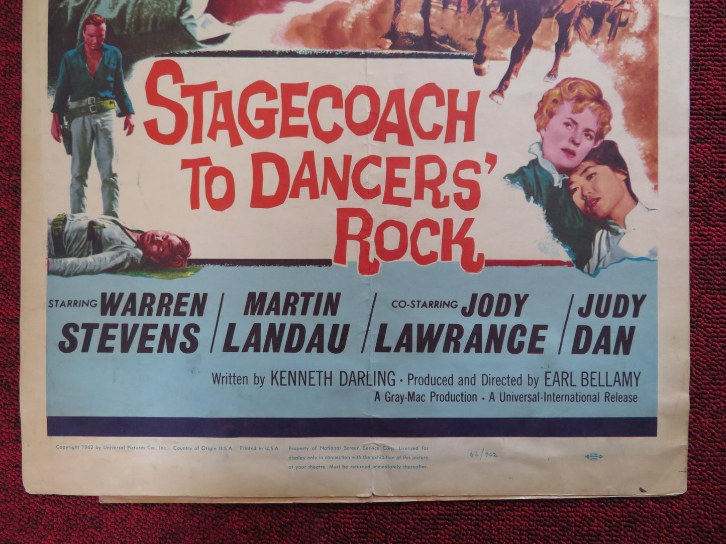 STAGECOACH TO DANCERS' ROCK WINDOW CARD (14"x 22") POSTER WARREN S. MARTIN 1962