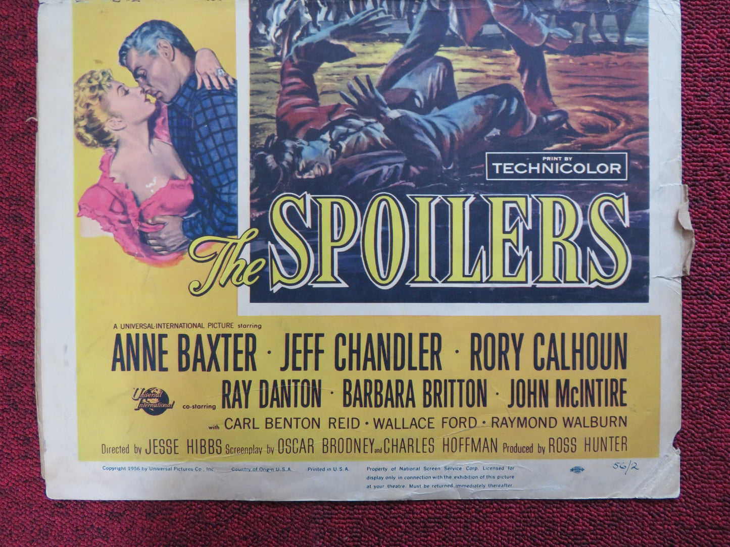 THE SPOILERS WINDOW CARD (14"x 22") POSTER ANNE BAXTER JEFF CHANDLER 1955