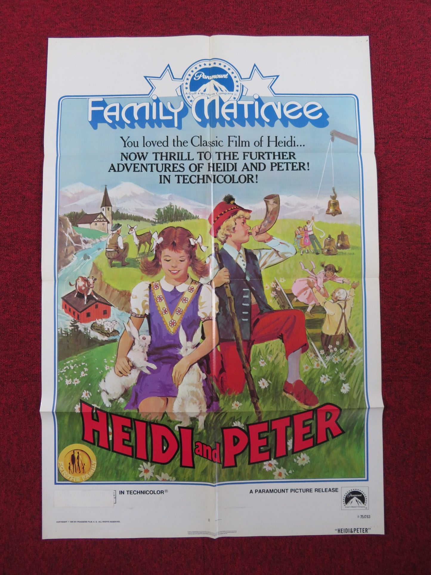 HEIDI & PETER FOLDED US ONE SHEET POSTER 1975