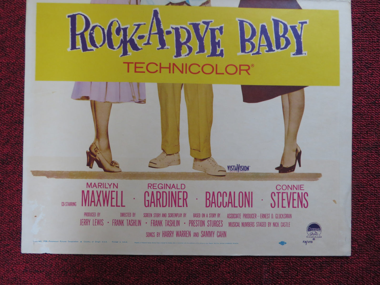 ROCK-A-BYE BABY WINDOW CARD (14"x 22") POSTER JERRY LEWIS 1958